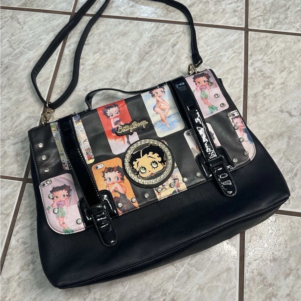 Betty Boop Black and Multicolor Women's Bag